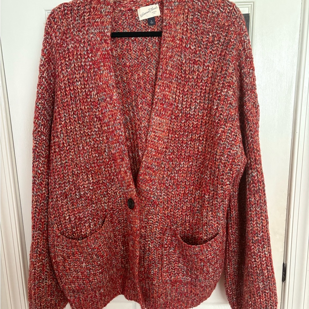 Universal Thread Red/Multicolor chunky knit Cardigan Sweater